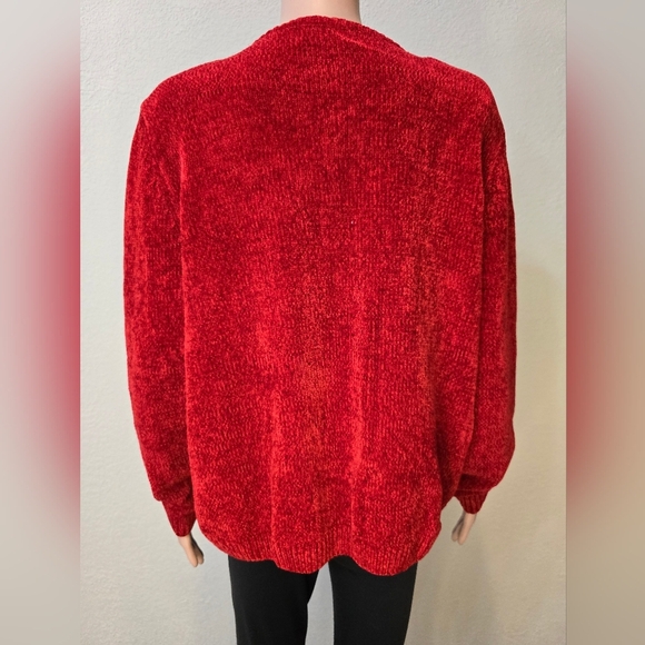 Alfred Dunner Womens Xl  Grandma Sweater Red  Full Zipper - Picture 9 of 9